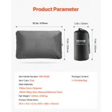 Almohada de camping ligera y portátil para viajes, con espuma viscoelástica y funda lavable