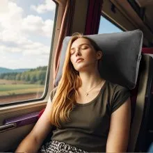 Almohada de camping ligera y portátil para viajes, con espuma viscoelástica y funda lavable
