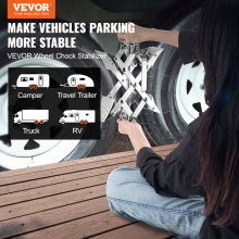 VEVOR Camper Wheel Chock Stabilizer, X-shaped RV Stabilizer Wheel Chock, Fit for 1.5" to 10" Tire Space, 2 Sets of Wheel Chocks with Ratchet Wrench and Storage Bag for Campers Travel Trailers Trucks