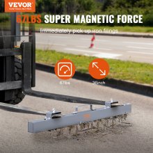 VEVOR Hanging Magnetic Sweeper 36inch Heavy-Duty Magnet Sweeper, Nail Magnet Sweeping Tool with 56 LBS Lifting Capacity, 2 Eye-Bolts Forklift Magnetic Sweeper Unit, Hanging Magnet for Forklift