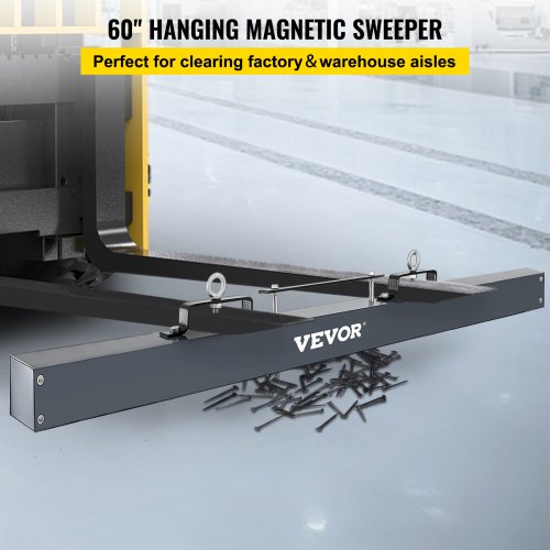 VEVOR Hanging Magnetic Sweeper 60 inch Magnetic Sweeper 78 LBS Magnetic Forklift Sweeper Industrial Magnets Steel Material Hunting Accessories for Picking Up Nails, Bolts, Iron Chips