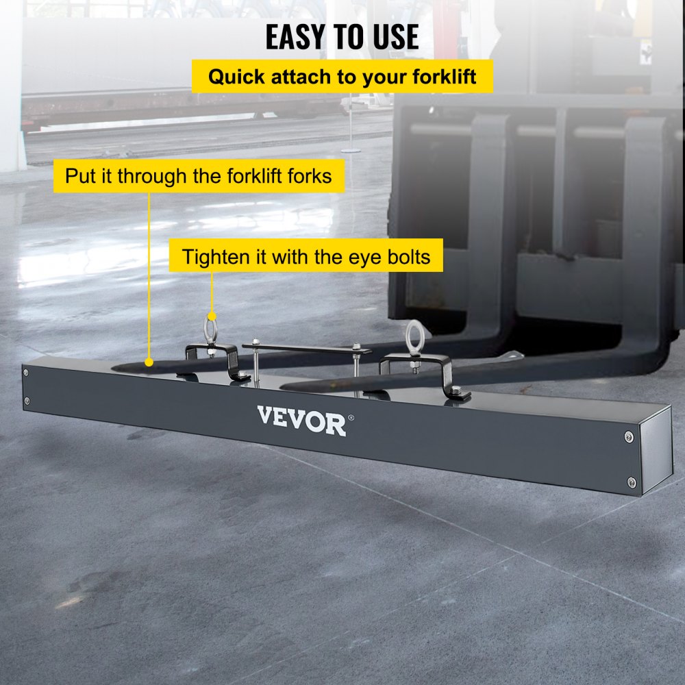 VEVOR Hanging Magnetic Sweeper 60 inch Magnetic Sweeper 78 LBS Magnetic Forklift Sweeper Industrial Magnets Steel Material Hunting Accessories for Picking Up Nails, Bolts, Iron Chips