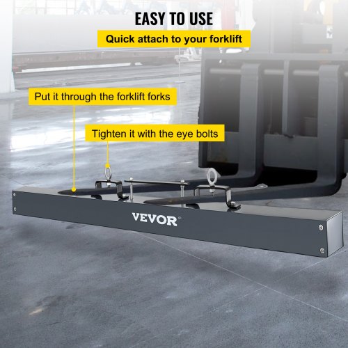 VEVOR Magnetic Sweeper 72 inch Hanging Magnet Sweeper 89 LBS Magnetic Forklift Sweeper Industrial Magnets Steel Material Hunting Accessories for Picking Up Nails, Bolts, Iron Chips