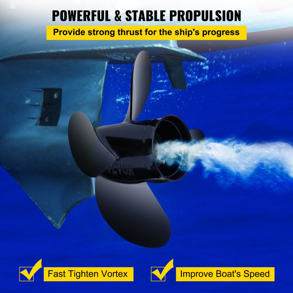 VEVOR Outboard Propeller, Replace for OEM 48-8M0084494, 4-Blade 14 1/2 x 17 Boat Propeller, Compatible with 135-300HP 2-Stroke & 4-Stroke Outboards, Alpha&Bravo I Stern-Drives, RH