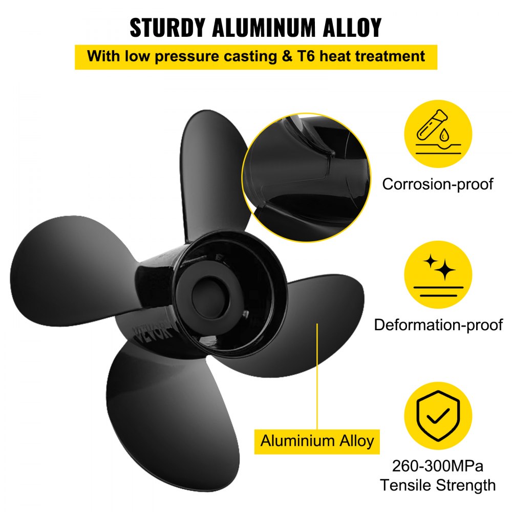 VEVOR Outboard Propeller, Replace for OEM 48-8M0084494, 4-Blade 14 1/2 x 17 Boat Propeller, Compatible with 135-300HP 2-Stroke & 4-Stroke Outboards, Alpha&Bravo I Stern-Drives, RH