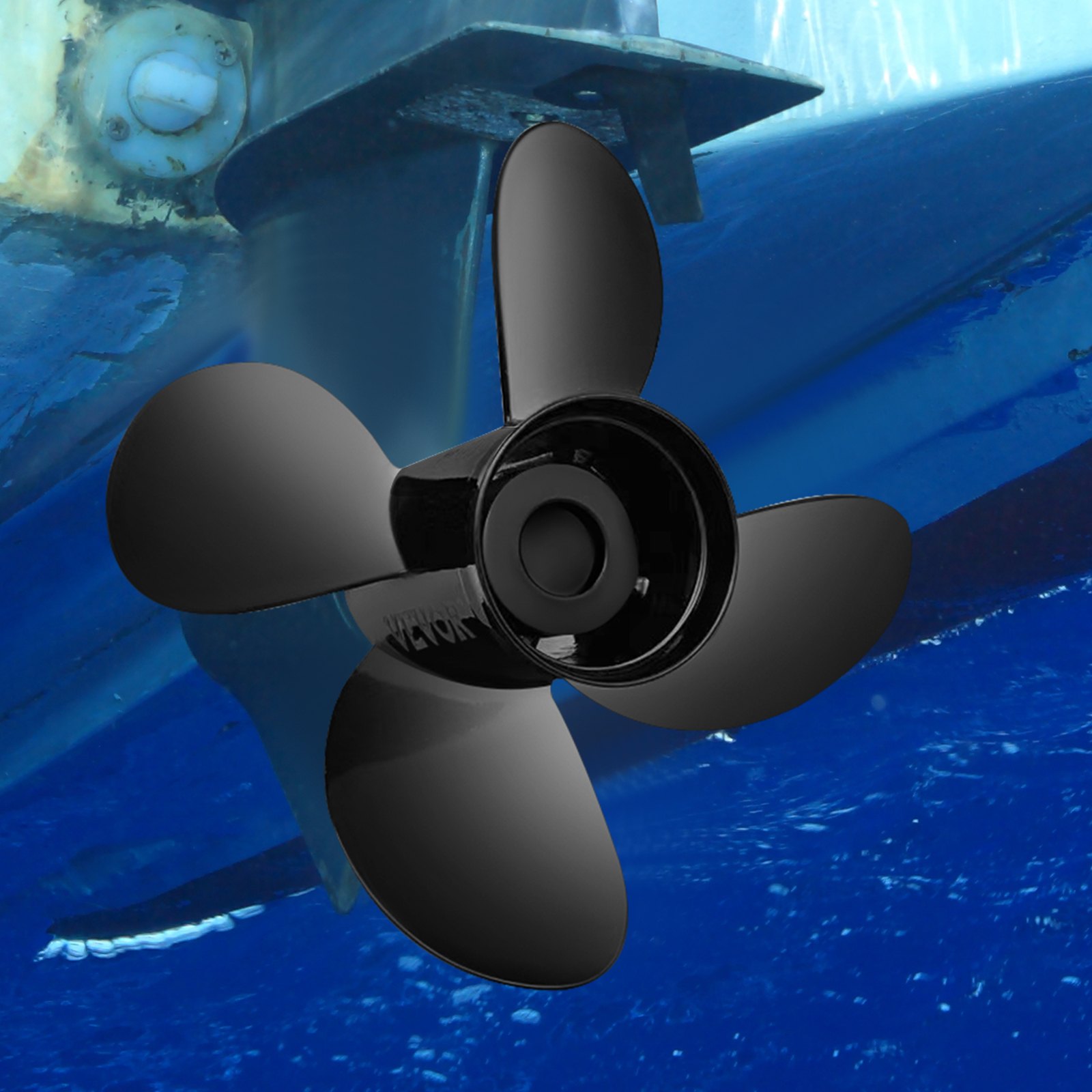 VEVOR Outboard Propeller, Replace for OEM 48-8M0084494, 4-Blade 14 1/2 x 17 Boat Propeller, Compatible with 135-300HP 2-Stroke & 4-Stroke Outboards, Alpha&Bravo I Stern-Drives, RH