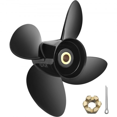 VEVOR Outboard Propeller, Replace for OEM 3587522, 4-Blade 14 1/4\" x 19\" Pitch Aluminium Boat Propeller, Compatible with Volvo Penta SX Drive All Models, with 19 Tooth Splines, RH