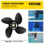 VEVOR Outboard Propeller, Replace for OEM 3587522, 4-Blade 14 1/4" x 19" Pitch Aluminium Boat Propeller, Compatible with Volvo Penta SX Drive All Models, w/ 19 Tooth Splines, RH