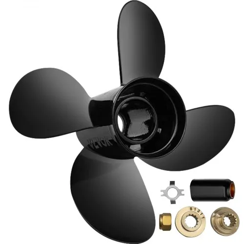 VEVOR Outboard Propeller, Replace for OEM 48-8M8026630, 4-Blade 10.3\" x 13\" Aluminum Boat Propeller, Compatible with Mercury Mariner 25HP Bigfoot/Command Thrust 60Hp Outboard, 13 Tooth Splines, RH