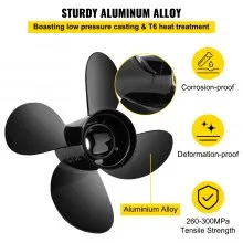VEVOR Outboard Propeller, Replace for OEM 48-8M8026630, 4-Blade 10.3\" x 13\" Aluminum Boat Propeller, Compatible with Mercury Mariner 25HP Bigfoot/Command Thrust 60Hp Outboard, 13 Tooth Splines, RH