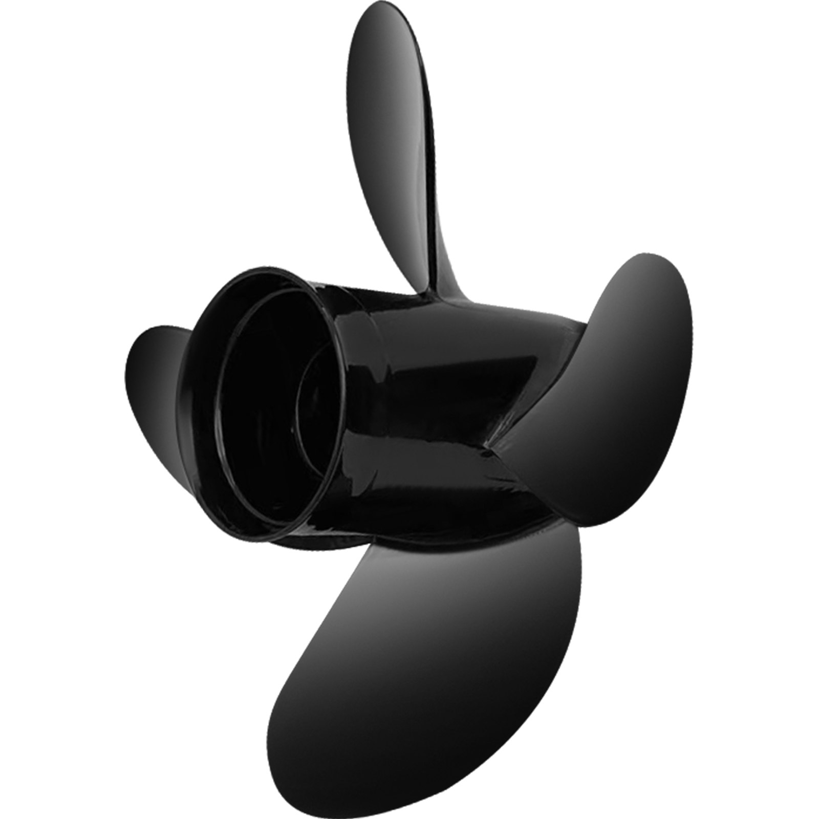 black VEVOR outboard propeller with three blades on a white background.