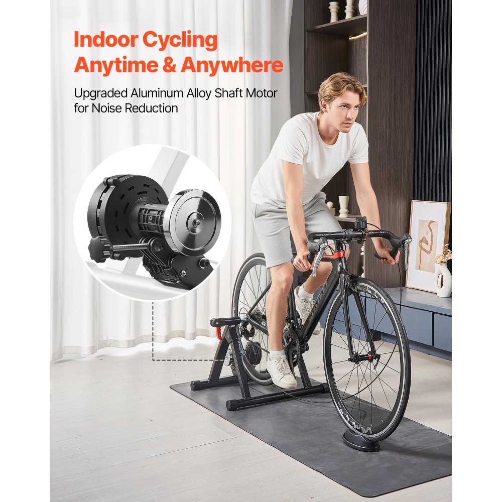VEVOR Bike Trainer, 6 Level Resistance, 26-29 in & 700C Wheels, Foldable Magnetic Bicycle Stationary Stand for Indoor Exercise Riding with Quick Release Skewer & Front Wheel Riser Block for Road Bikes