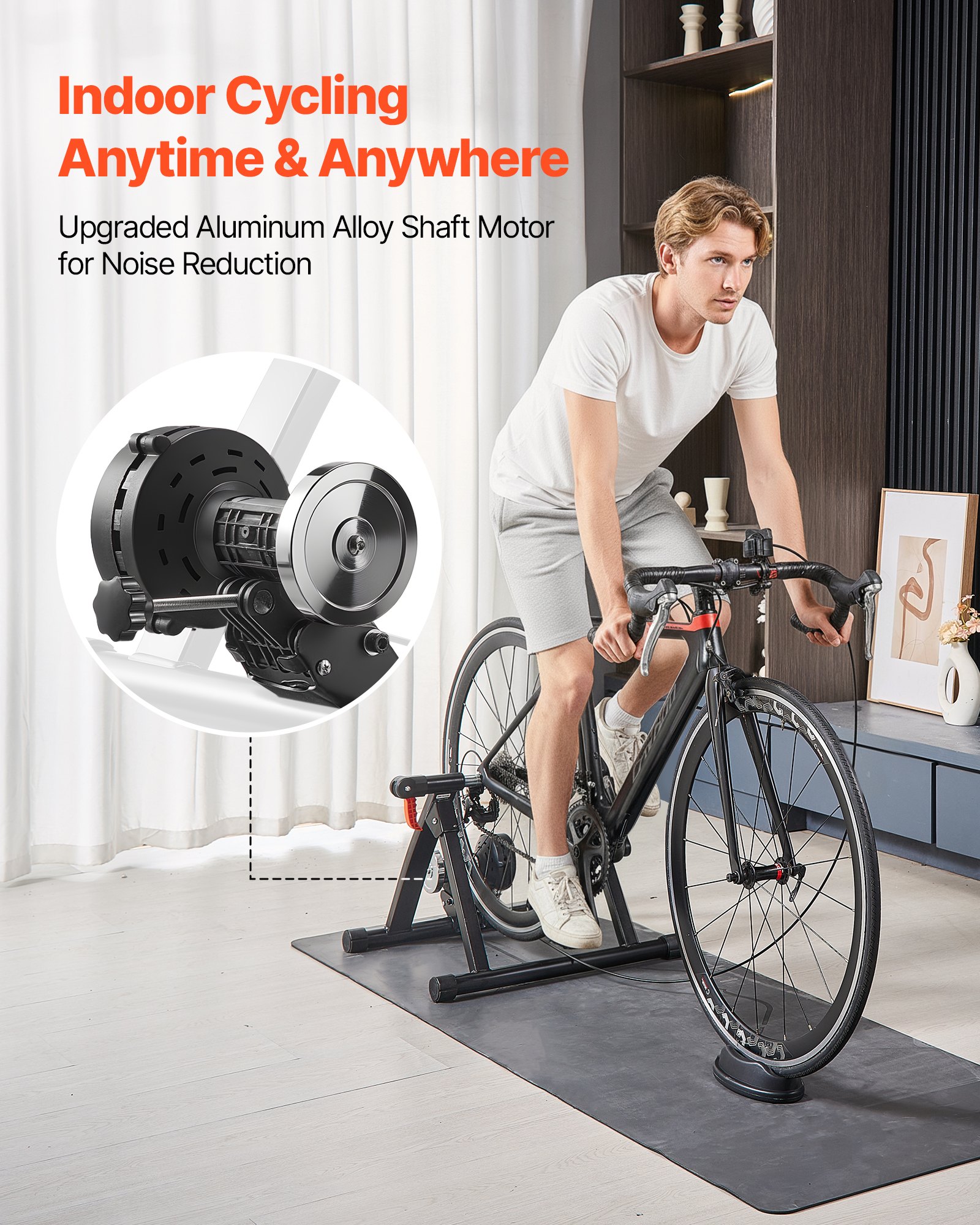 VEVOR Bike Trainer, 6 Level Resistance, 26-29 in & 700C Wheels, Foldable Magnetic Bicycle Stationary Stand for Indoor Exercise Riding with Quick Release Skewer & Front Wheel Riser Block for Road Bikes