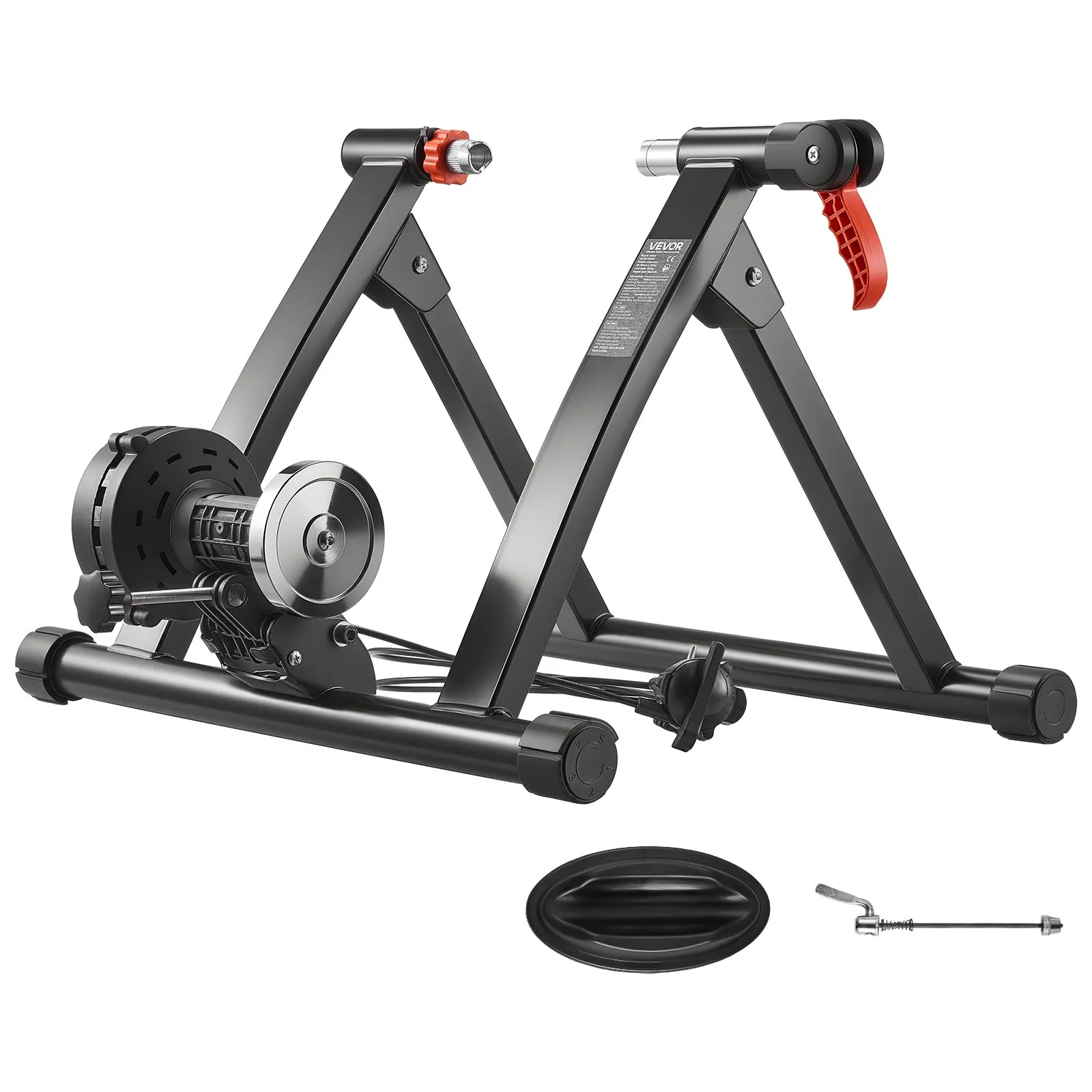 VEVOR Bike Trainer, 6 Level Resistance, 26-29 in & 700C Wheels, Foldable Magnetic Bicycle Stationary Stand for Indoor Exercise Riding with Quick Release Skewer & Front Wheel Riser Block for Road Bikes