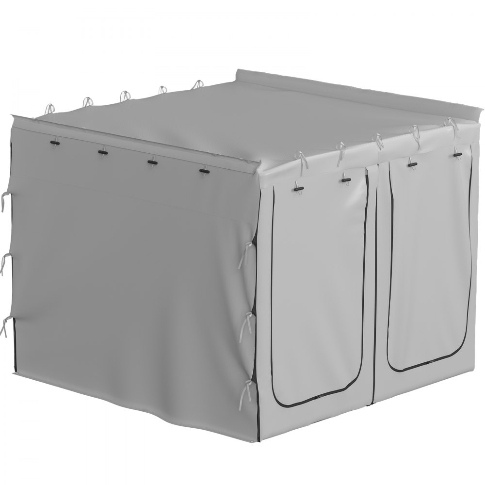 VEVOR Accesorio para toldo, apto para 6.5' x 8.2', 300D Oxford refugio pared lateral con piso de PVC, refugio extensible resistente para toldo de coche, SUV, tienda de campaña, furgoneta, equipo terrestre, gris, solo habitación