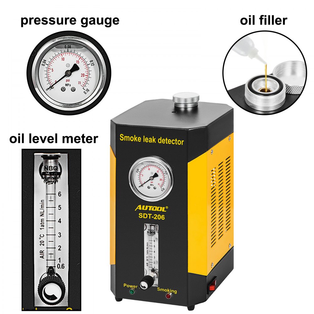 SDT-206 Smoke Leakage Leak Diagnostic Detector Air Intake 12V DC Fuel Pipe