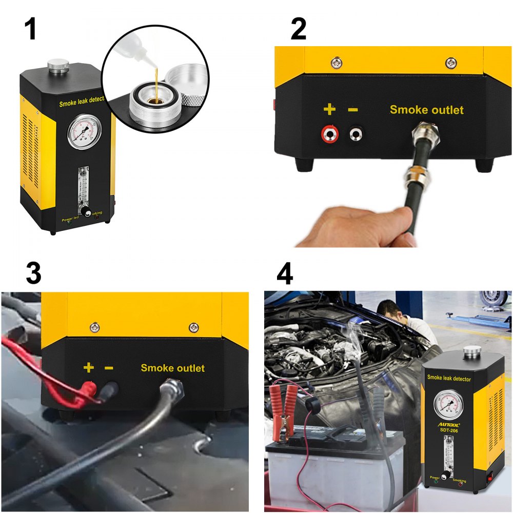 SDT-206 Smoke Leakage Leak Diagnostic Detector Air Intake 12V DC Fuel Pipe