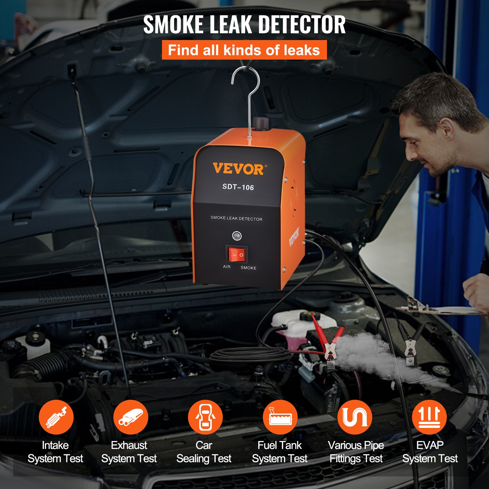 VEVOR Automotive Smoke Leak Detector Smoke Machine Tester EVAP Fuel Pipe System