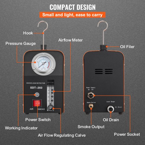 VEVOR Automotive Smoke Leak Detector Smoke Machine Tester EVAP Fuel Pipe System