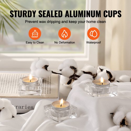 Hyoola 200-Pack Unscented Tea Light Candles - 4-Hour Burn European Made Palm Oil Candles