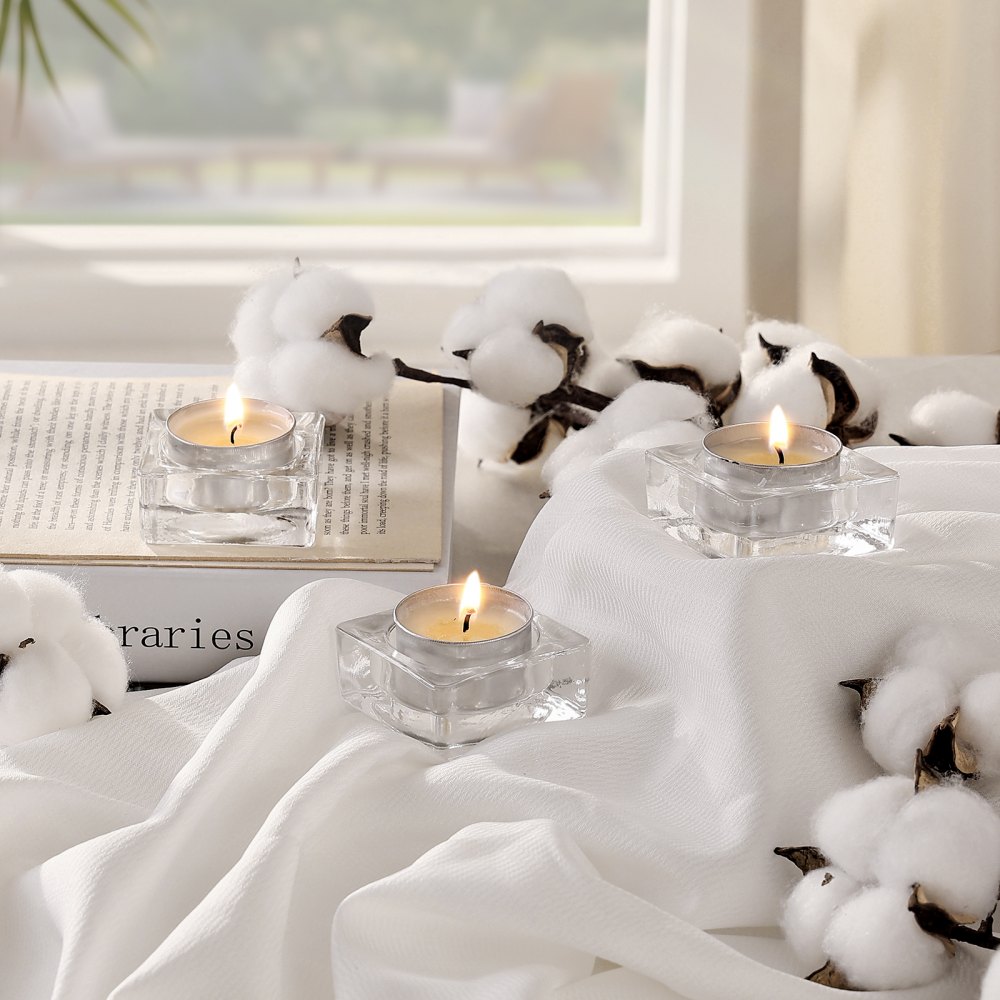 VEVOR - Paquete de 200 velas de té sin aroma, 6,5 horas de duración, sin humo, sin goteo, con vasos de aluminio, velas votivas de cera de palma natural para el hogar, bodas y Navidad, color blanco