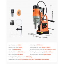 VEVOR Magnetic Drill, 1550W 1.57" Boring Diameter, 2922lbf/13000N Portable Electric Mag Drill Press with Variable Speed, 500 RPM Drilling Machine for any Surface Home Improvement Industry Railway