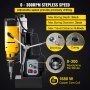 VEVOR Mag Drill, 0-300 RPM Stepless Speed Electromagnetic Drill Press, 2" Depth 2" Dia Magnetic Core Drill, 2922lbf Boring Tool Drill Press, 1680 Watts Drill Press, Yellow and Black Drill Machine