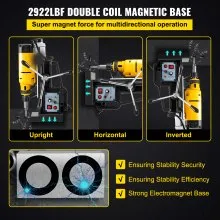 VEVOR Mag Drill, 0-300 RPM Stepless Speed Electromagnetic Drill Press, 2" Depth 2" Dia Magnetic Core Drill, 2922lbf Boring Tool Drill Press, 1680 Watts Drill Press, Yellow and Black Drill Machine