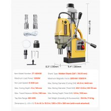 Magnetic Drill 1200W 2810 lbf Mag Drill Press 1.6 in Boring Diameter Yellow