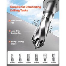 Magnetic Drill 1450W 2878 lbf Mag Drill Press 2 in Boring Diameter 6 Bits Yellow