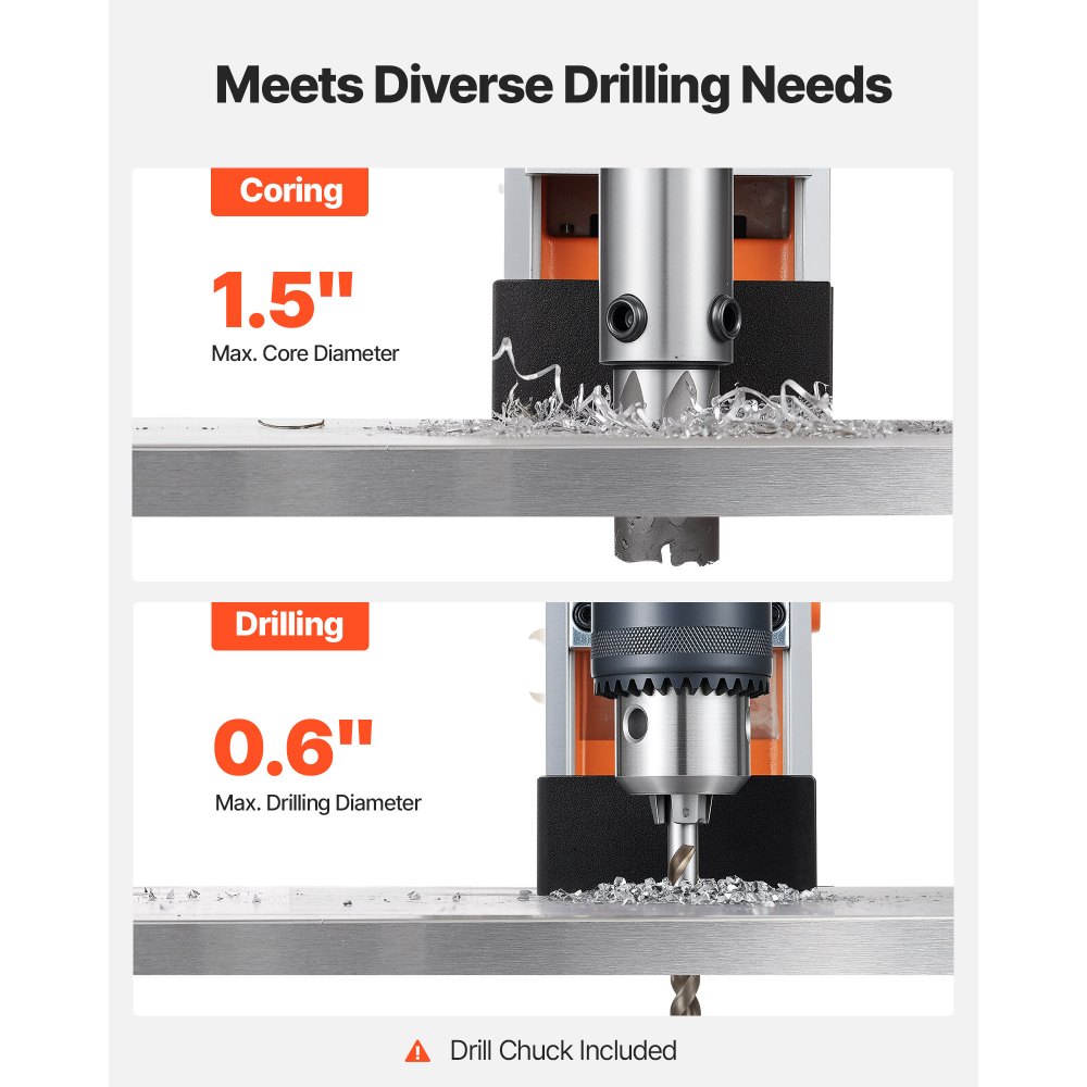 VEVOR Magnetic Drill Press, 1200 W, 38 mm Boring Diameter, 10000N Power Mag Drill Press, 900 RPM Speed, with Weldon Shank, Efficient Cooling, for Metal Surface, Industrial and Home Improvement