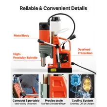 VEVOR Magnetic Drill Press Mag Drill Press 1400 W 2 in Boring Diameter 0-800 RPM