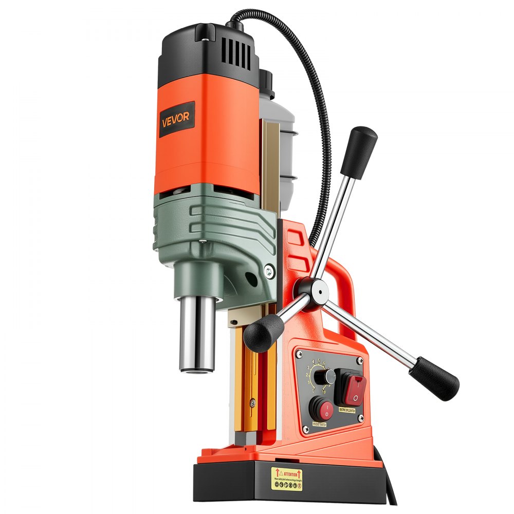 VEVOR Magnetic Drill Press, 1350 W, 50 mm Boring Diameter, 12500N Power Portable Mag Drill Press, 0–800 RPM Adjustable Speed, with Weldon Shank, for Metal Surface, Industrial and Home Improvement