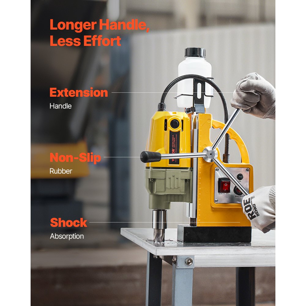 VEVOR Magnetic Drill, 1400W Motor 1.6 in Boring Diameter, 2810 lbf Portable Electric Mag Drill Press, 800 RPM No-Load Speed, Drilling Machine for Metal Surface, Industrial and Home Improvement