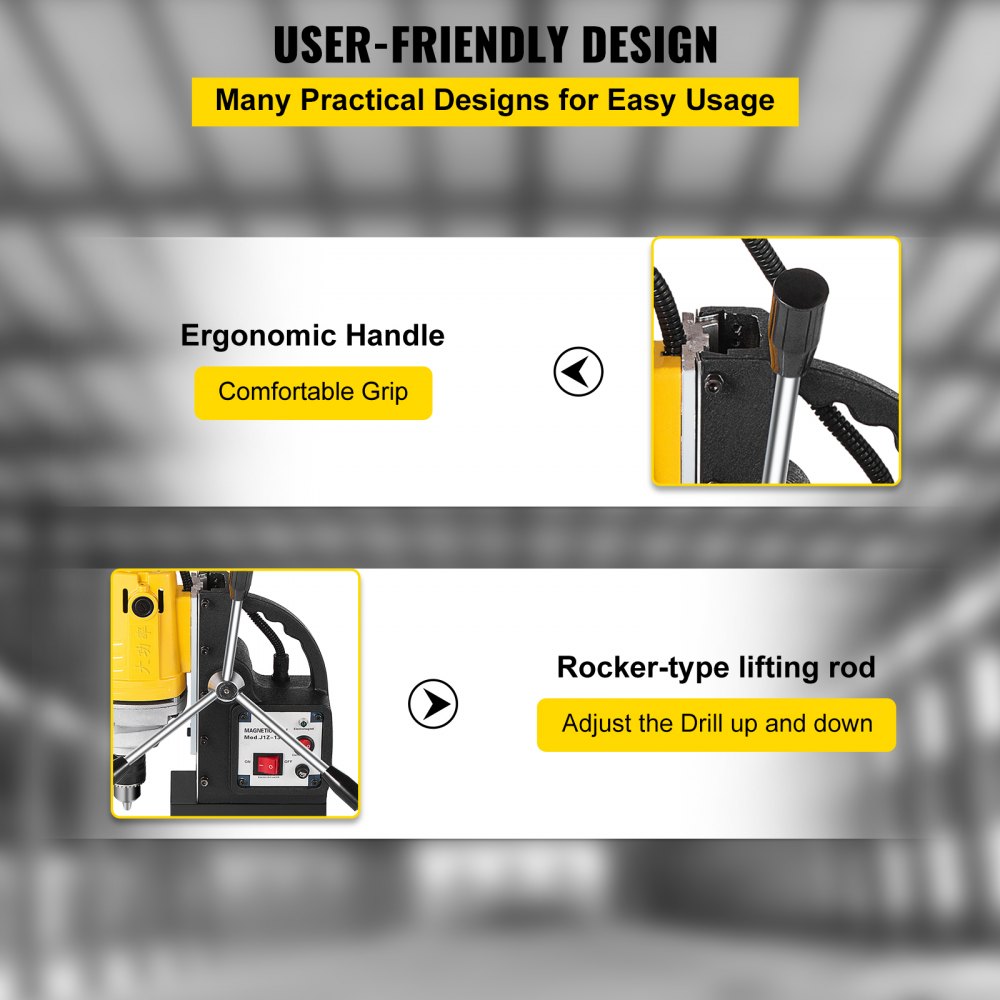 VEVOR Drill Press, 750W Magnetic Drill Press with 0.5-inch Boring Diameter Magnetic Drill Press Machine 1900lbs 550rpm Magnetic Drilling System Portable Electric Magnetic Drill Press