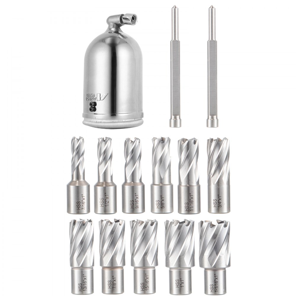 VEVOR Magnetic Drill 1450W Magnetic Drill Press with 2Inch Boring Diameter Annular Cutter Machine 2900 LBS 11pcs HSS Annular Cutter Bits