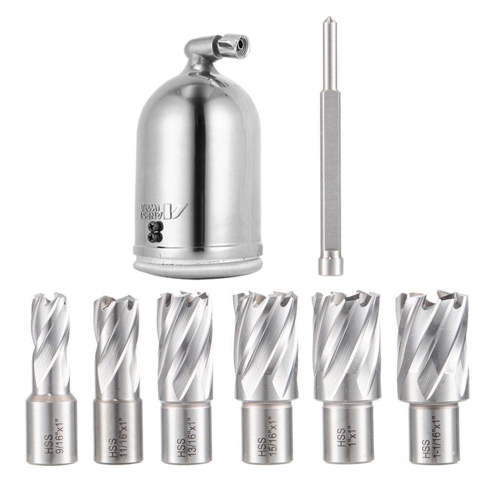 VEVOR 1450W Magnetic Drill Press with 2 Inch Boring Diameter Annular Cutter Machine 2900 LBS 6pcs HSS Annular Cutter Bits,850 RPM Drilling Machine for any Surface Home Improvement Industry Railway