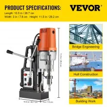 VEVOR Magnetic Drill 1680W Magnetic Drill Press with 2 Inch Boring Diameter Annular Cutter Machine 2900 LBS 6pcs HSS Annular Cutter Bits
