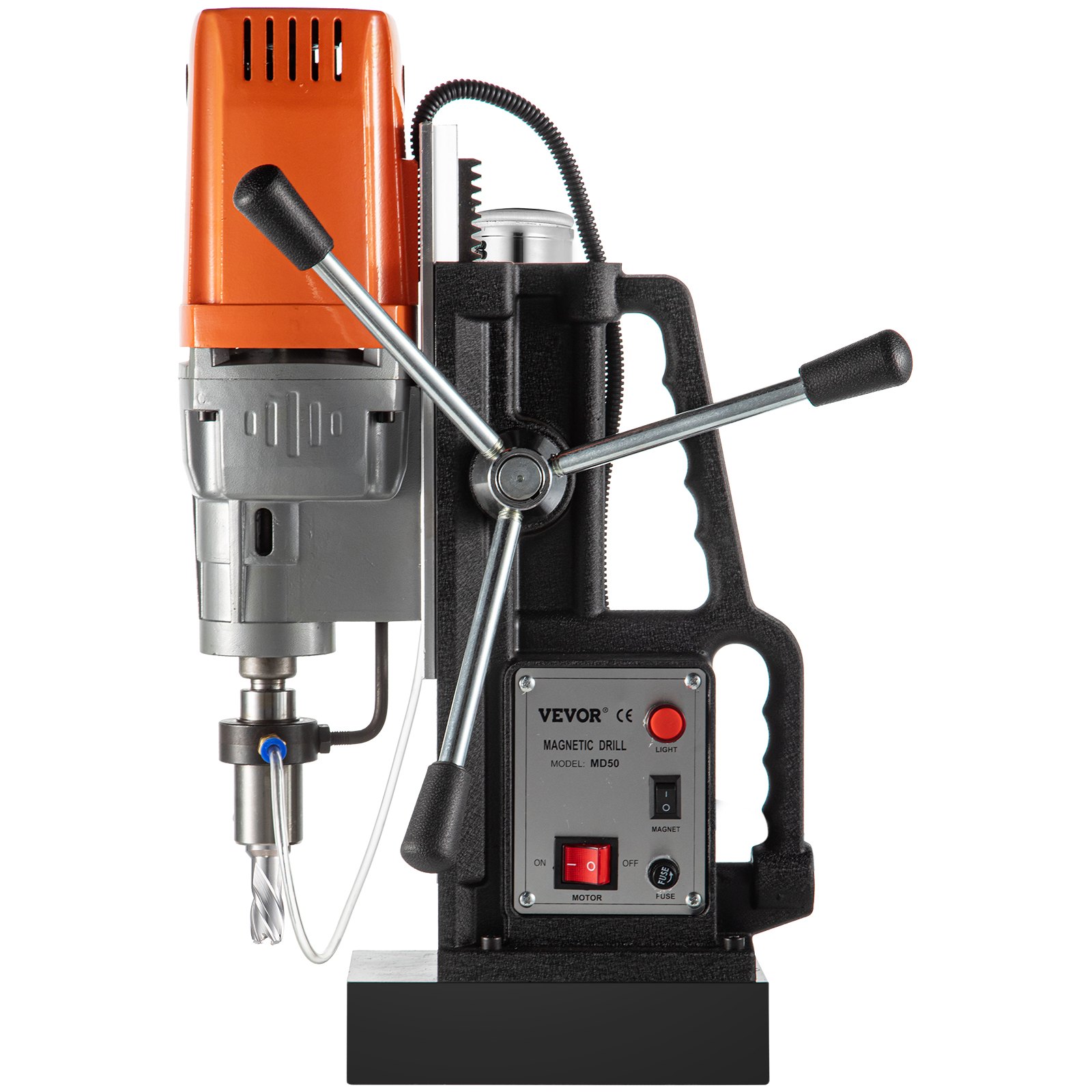 VEVOR 1450W Magnetic Drill Press with 2 Inch Boring Diameter Annular Cutter Machine 2900 LBS 6pcs HSS Annular Cutter Bits,850 RPM Drilling Machine for any Surface Home Improvement Industry Railway