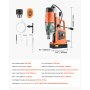 VEVOR Magnetic Drill, 1550W Motor 50 mm Coring Diameter, 13000 N Magnetic Force, 0-550 RPM Variable Speed, Portable Electric Mag Drill Press Drilling Machine for Metal Surface, Home Improvement