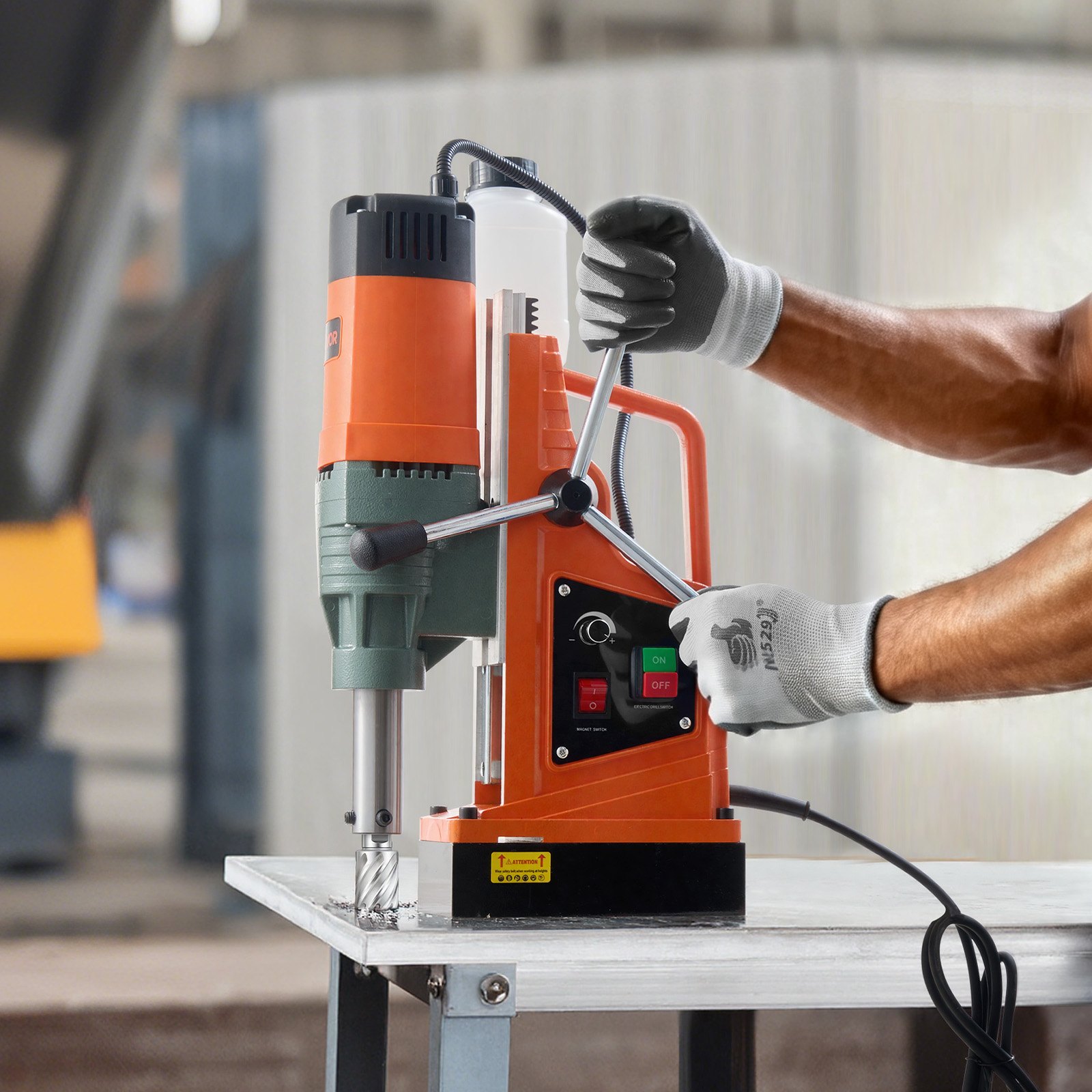 VEVOR Magnetic Drill, 1550W Motor 50 mm Coring Diameter, 13000 N Magnetic Force, 0-550 RPM Variable Speed, Portable Electric Mag Drill Press Drilling Machine for Metal Surface, Home Improvement