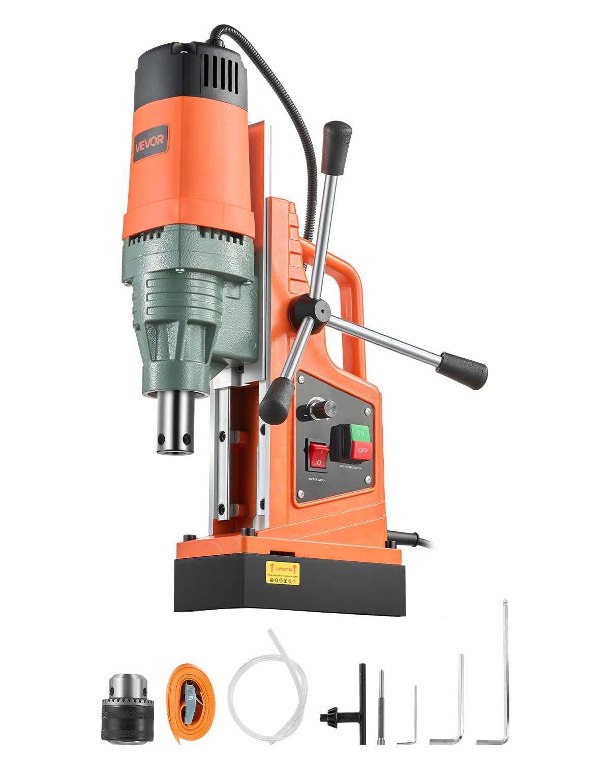 VEVOR Magnetic Drill, 1550W Motor 50 mm Coring Diameter, 13000 N Magnetic Force, 0-550 RPM Variable Speed, Portable Electric Mag Drill Press Drilling Machine for Metal Surface, Home Improvement