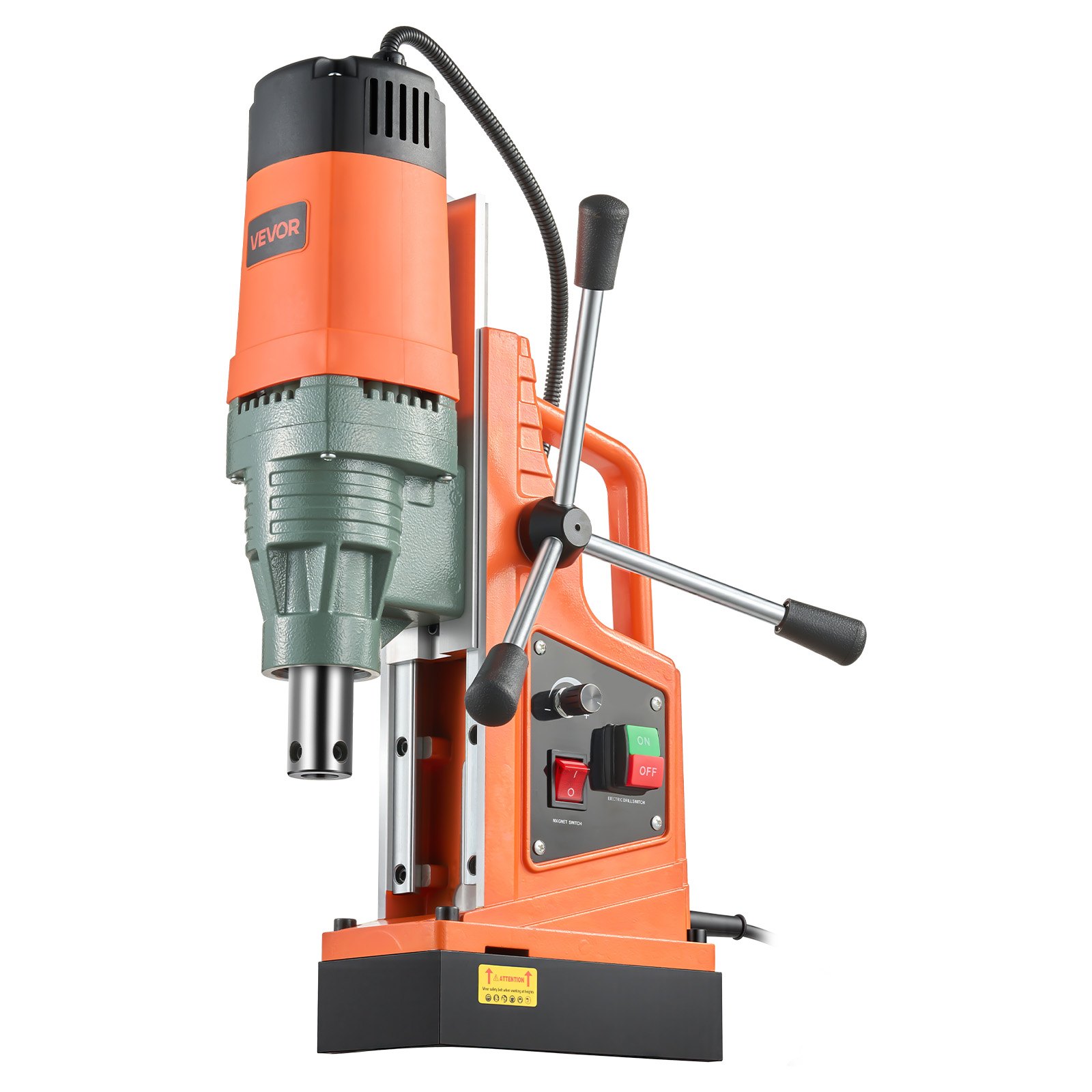 VEVOR Magnetic Drill, 1550W Motor 50 mm Coring Diameter, 13000 N Magnetic Force, 0-550 RPM Variable Speed, Portable Electric Mag Drill Press Drilling Machine for Metal Surface, Home Improvement