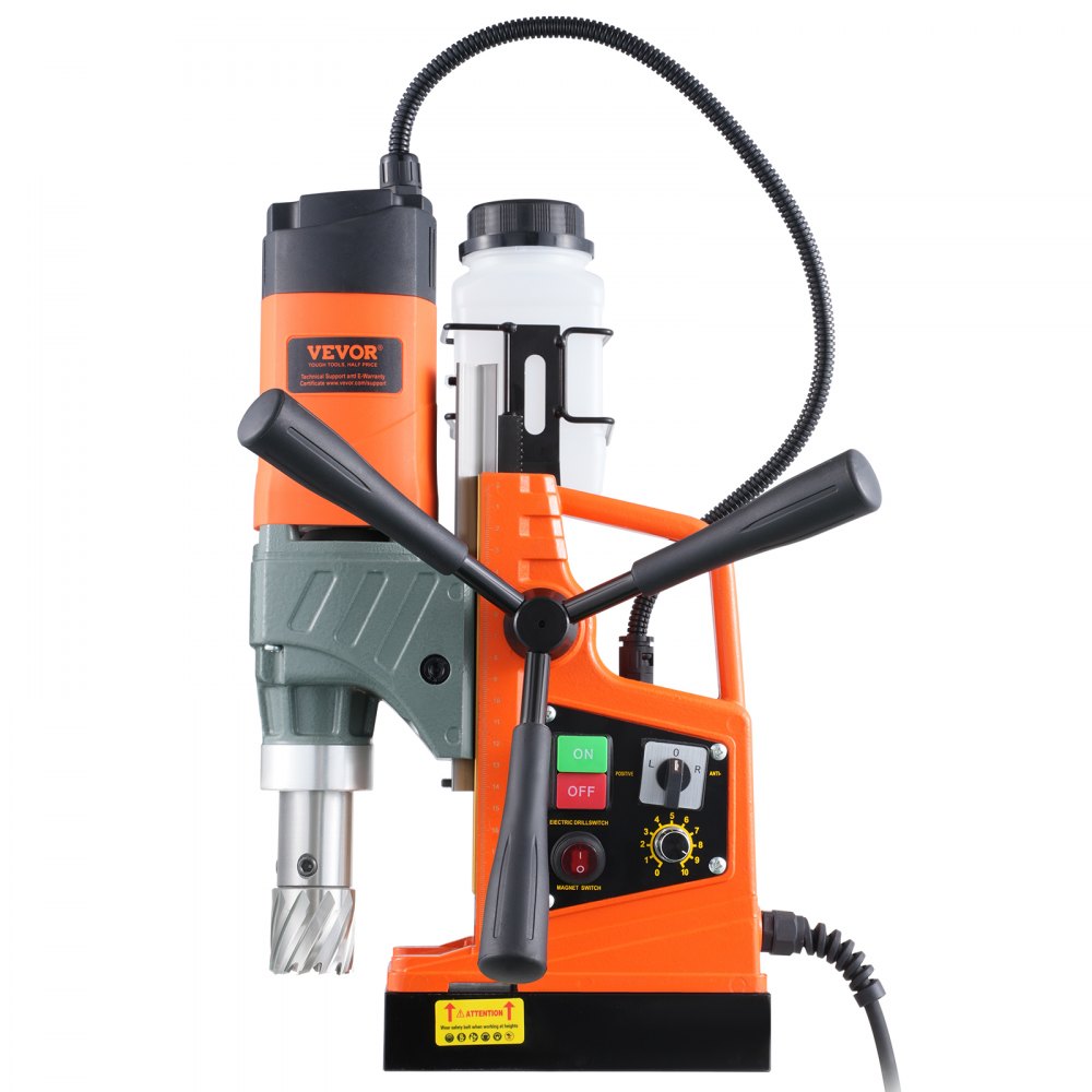 VEVOR Magnetic Drill, 1450W Motor 40 mm Boring Diameter, 12500 N Portable Electric Mag Drill Press, with 2 Coring Bits, Variable Speed, Drilling Machine for Metal Surface, Home Improvement Industry