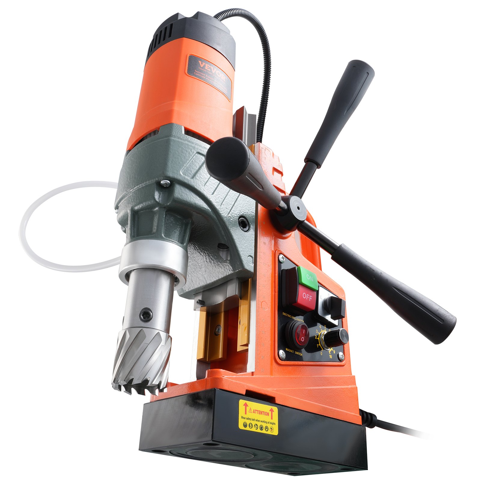 VEVOR Magnetic Drill, 1450W Motor 40 mm Boring Diameter, 12500 N Portable Electric Mag Drill Press, with 2 Coring Bits, Variable Speed, Drilling Machine for Metal Surface, Home Improvement Industry