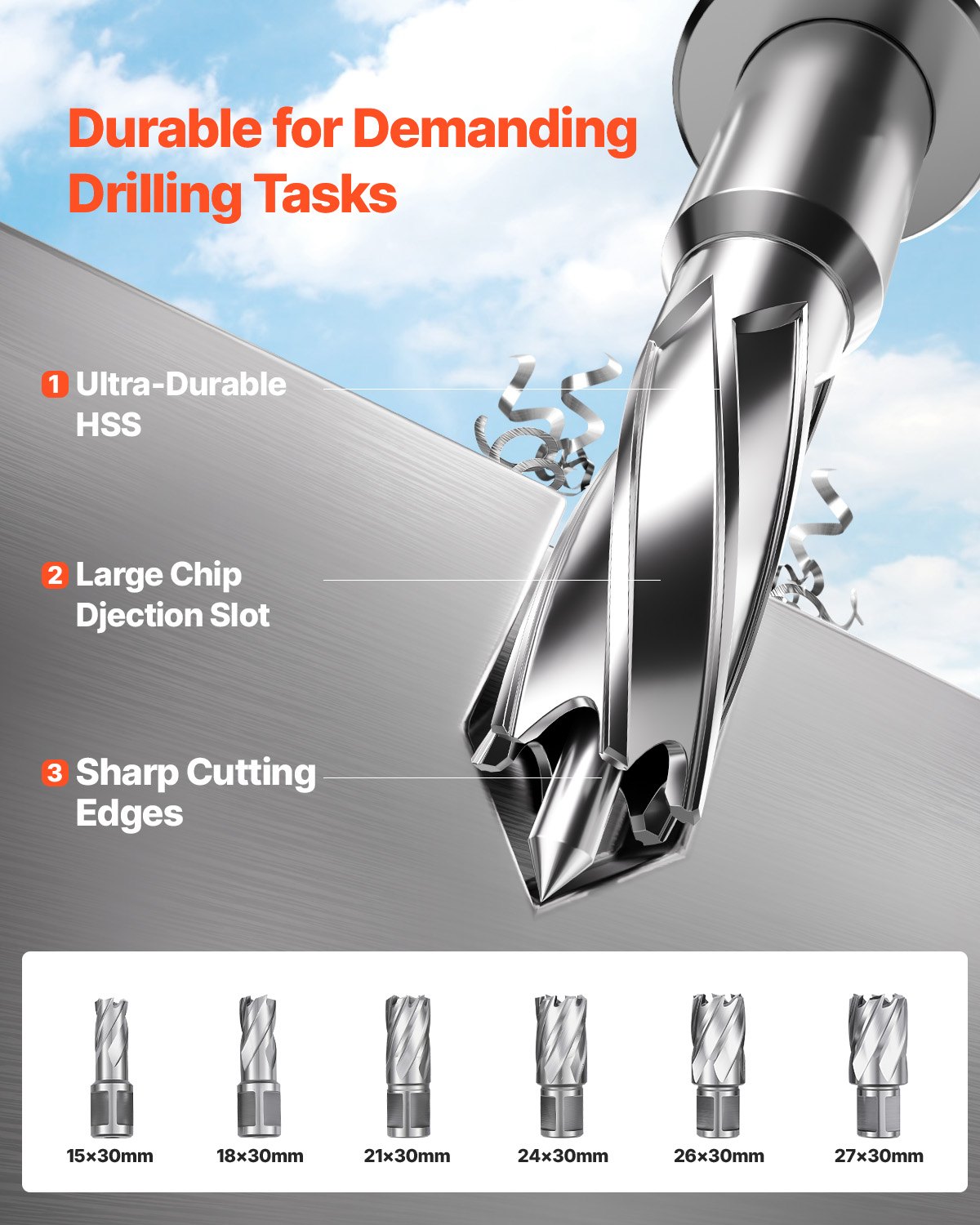 VEVOR Magnetic Drill, 1450W Motor 50 mm Coring Diameter, 13000 N Magnetic Force, Portable Electric Mag Drill Press with 6 Coring Bits, Variable Speed, Drilling Machine for Metal Surface, Industrial