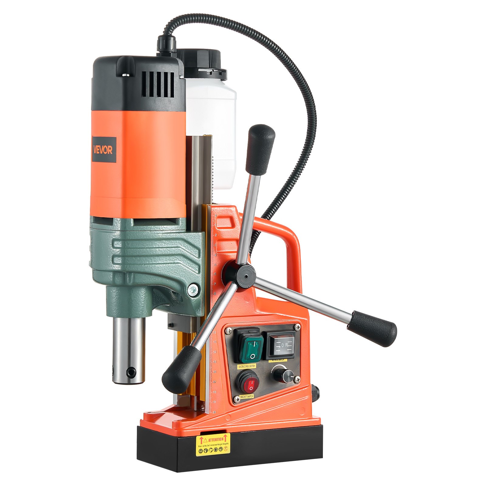 VEVOR Magnetic Drill, 1450W Motor 50 mm Coring Diameter, 13000 N Magnetic Force, Portable Electric Mag Drill Press with 6 Coring Bits, Variable Speed, Drilling Machine for Metal Surface, Industrial