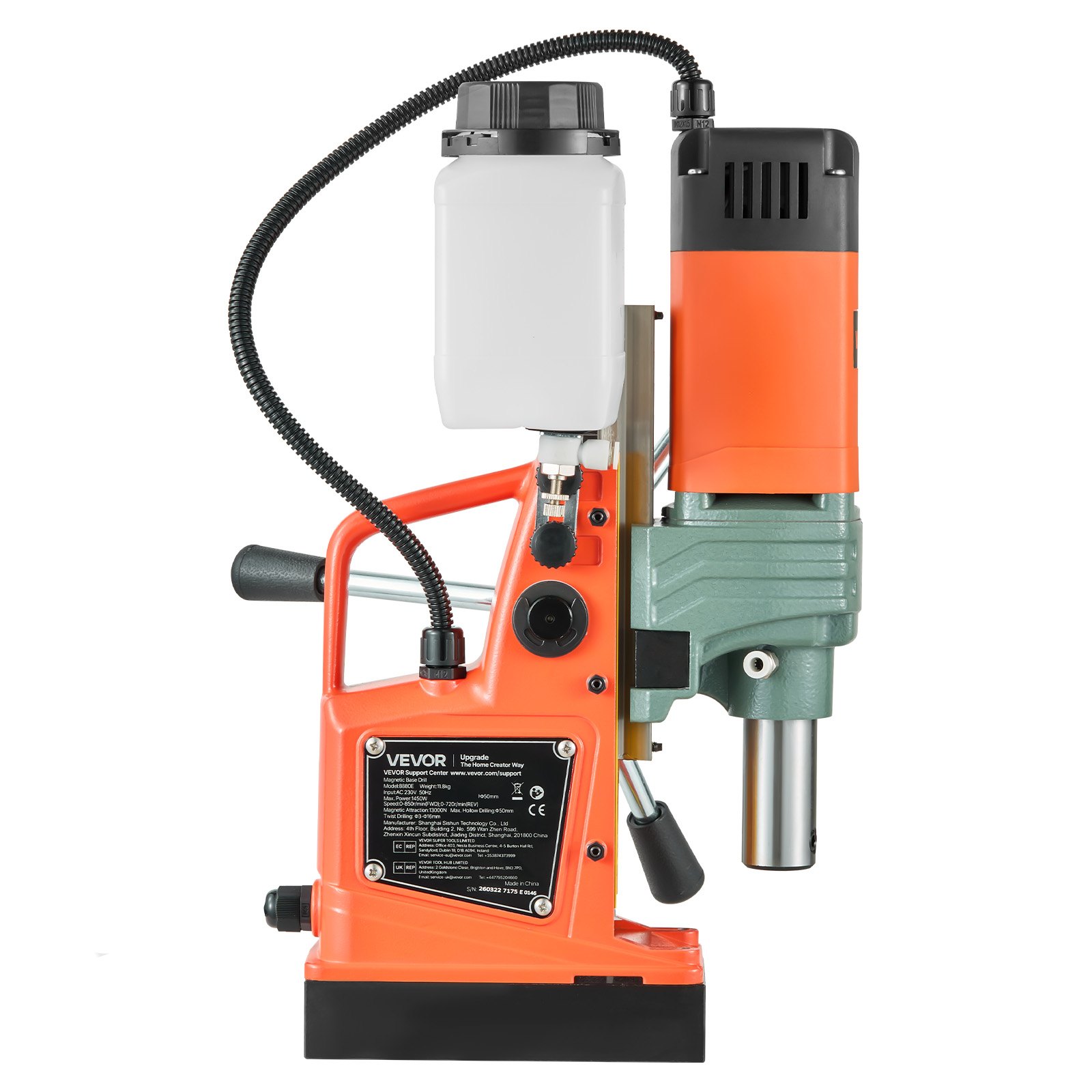 VEVOR Magnetic Drill, 1450W Motor 50 mm Coring Diameter, 13000 N Magnetic Force, Portable Electric Mag Drill Press with 6 Coring Bits, Variable Speed, Drilling Machine for Metal Surface, Industrial
