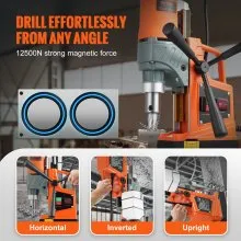 VEVOR Magnetic Drill, 1450W 1.57" Boring Diameter, 12500N 850 RPM Portable Electric Mag Drill Press, Drilling Machine for any Surface Home Improvement Industry Railway