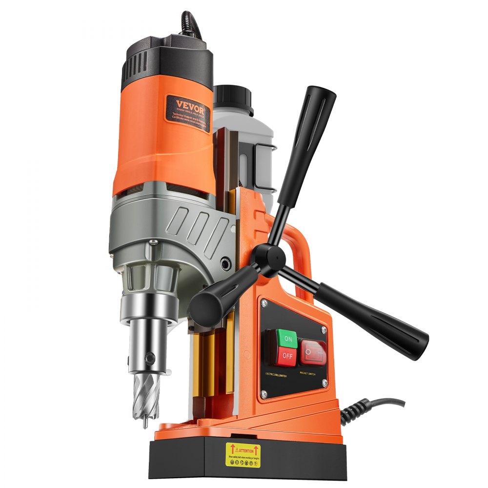VEVOR Magnetic Drill, 1450W Motor 1.6 in Boring Diameter, 2810 lbf Portable Electric Mag Drill Press, with 11 Coring Bits, 850 RPM Speed, Drilling Machine for Metal Surface, Home Improvement Industry